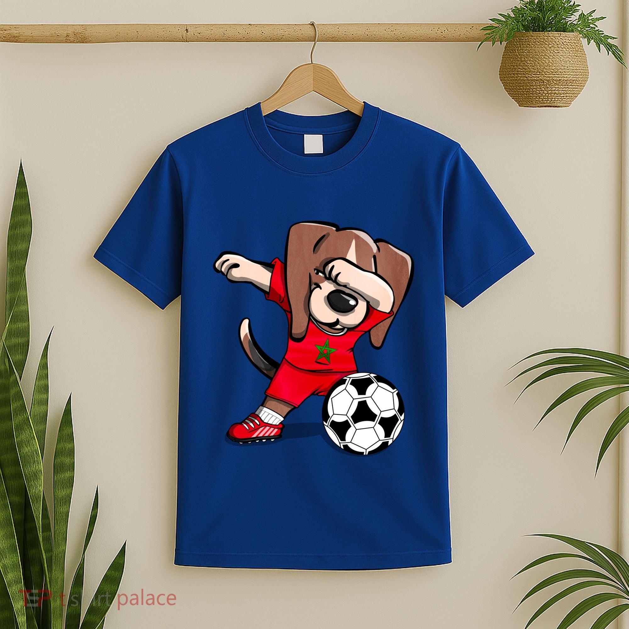 Dabbing Beagle Morocco Soccer Fans Jersey Moroccan Football Gift T-Shirt