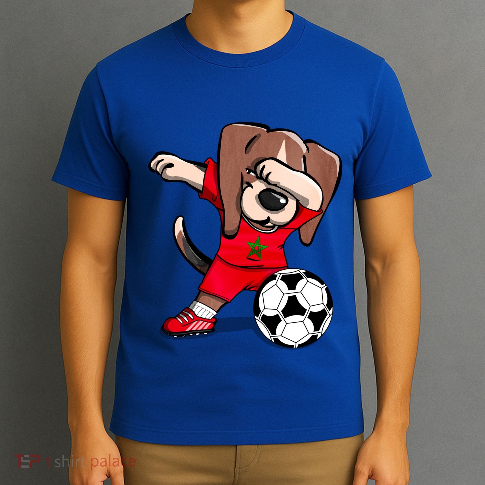 Dabbing Beagle Morocco Soccer Fans Jersey Moroccan Football Gift T-Shirt