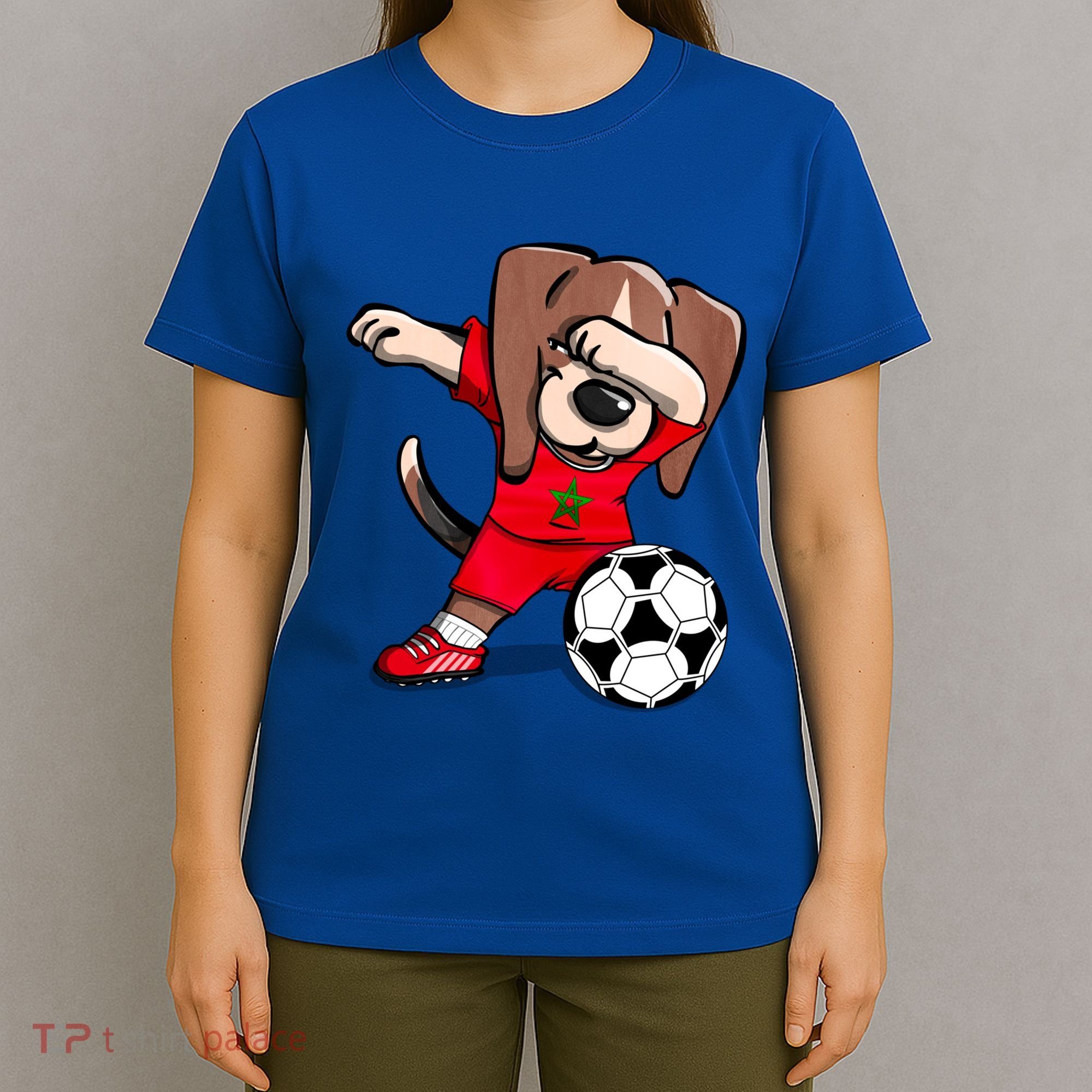 Dabbing Beagle Morocco Soccer Fans Jersey Moroccan Football Gift T-Shirt