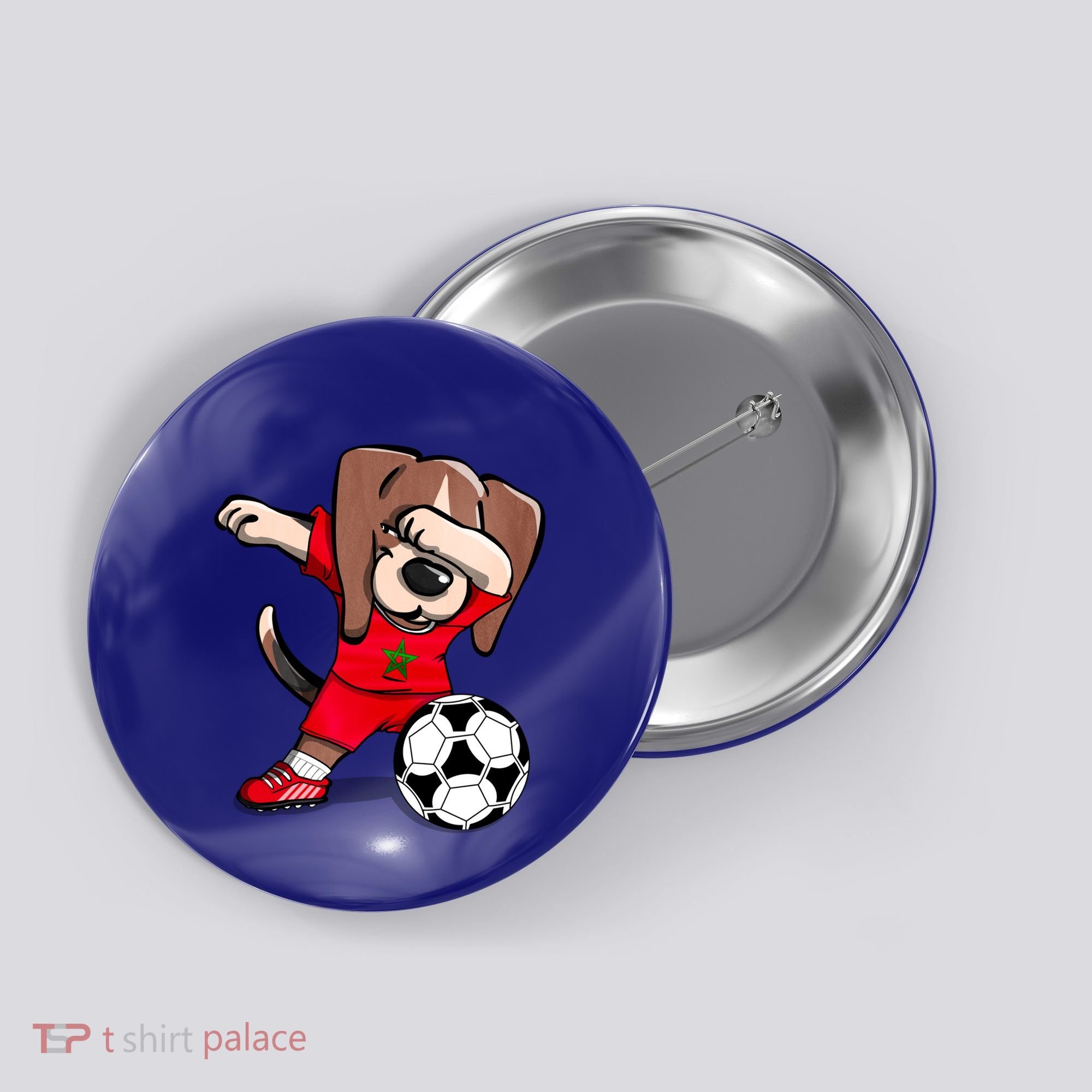 Dabbing Beagle Morocco Soccer Fans Jersey Moroccan Football Gift Button