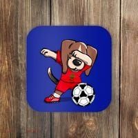 Dabbing Beagle Morocco Soccer Fans Jersey Moroccan Football Gift Coaster thumb 0