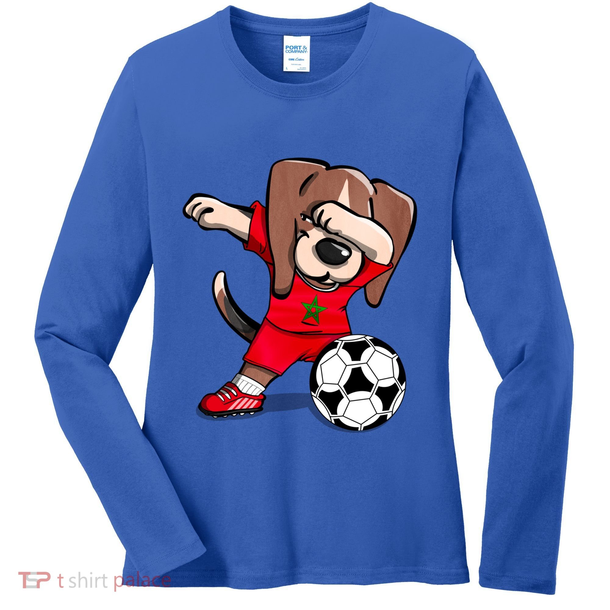 Dabbing Beagle Morocco Soccer Fans Jersey Moroccan Football Gift Women's Long Sleeve Shirt
