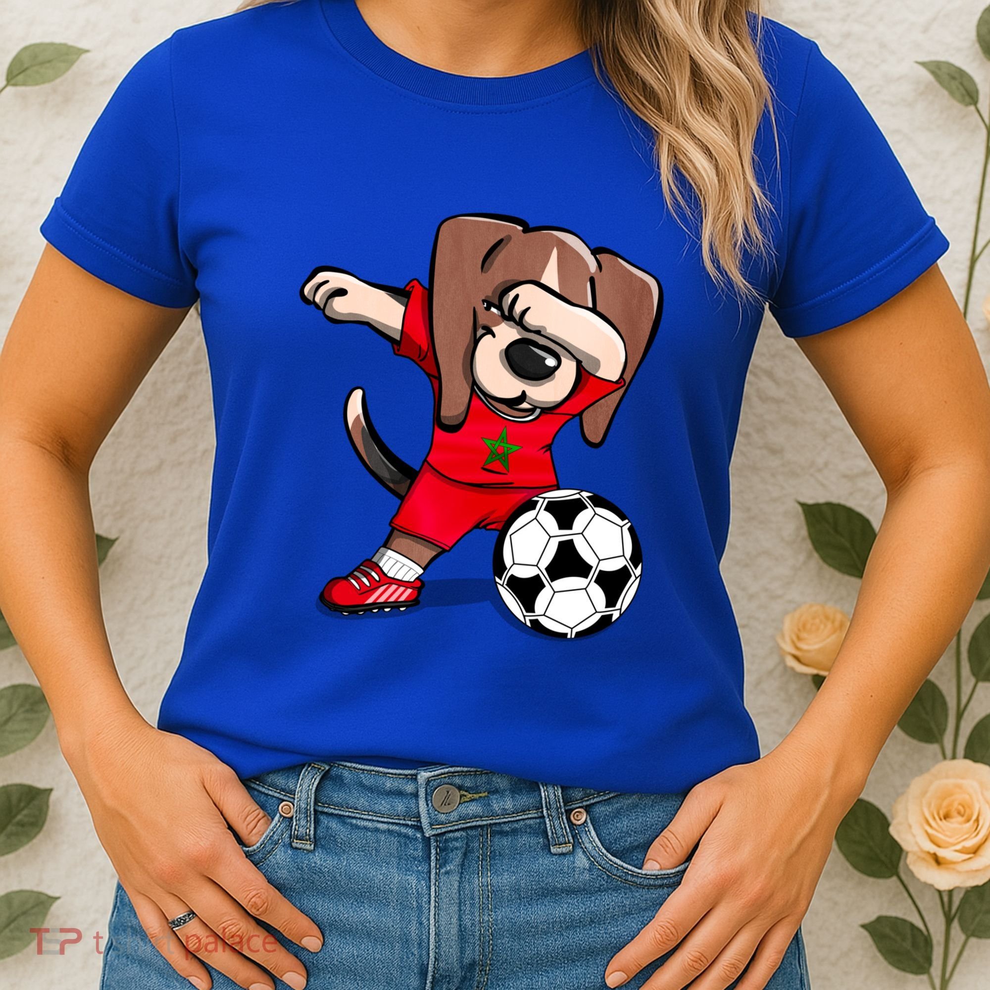 Dabbing Beagle Morocco Soccer Fans Jersey Moroccan Football Gift Women's T-Shirt