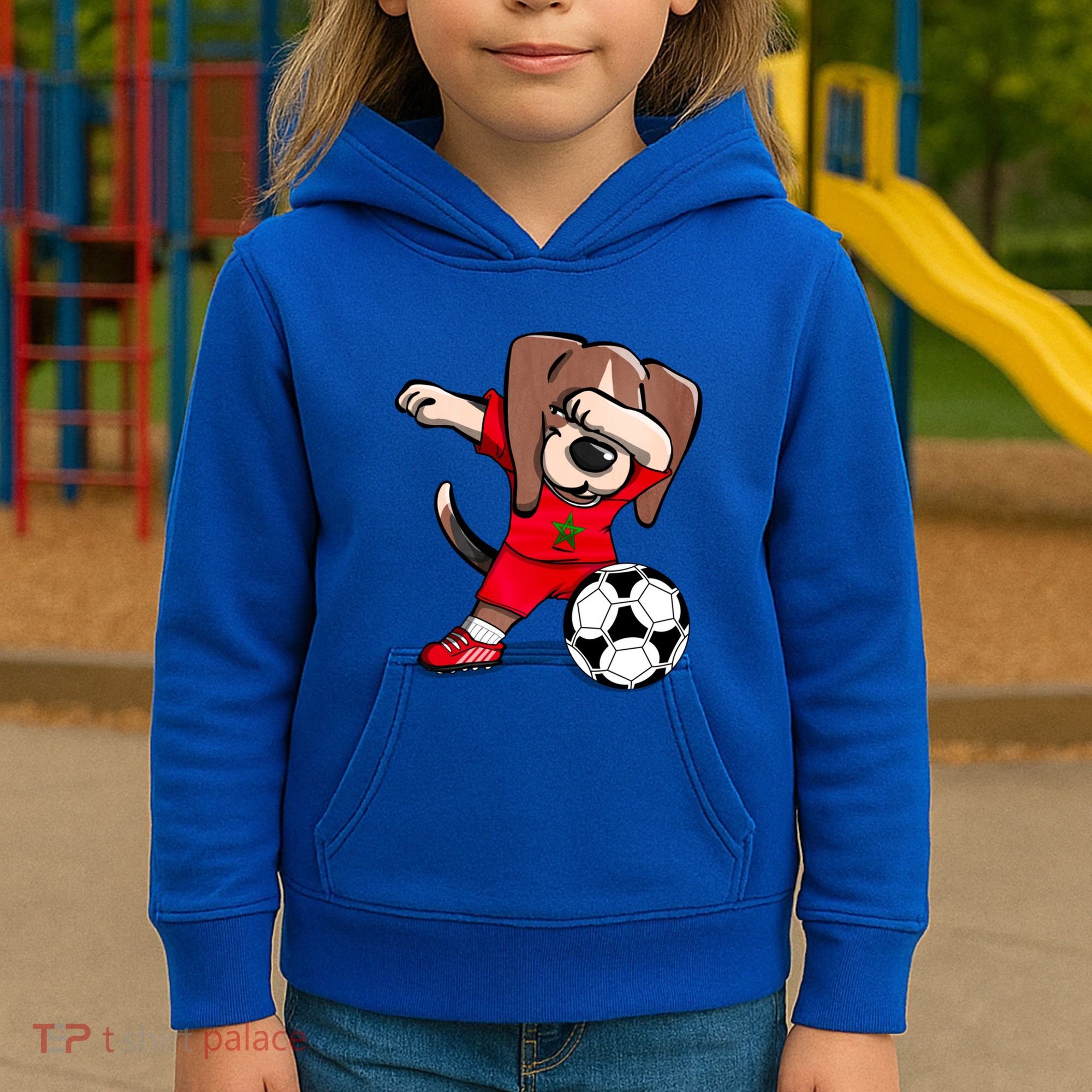 Dabbing Beagle Morocco Soccer Fans Jersey Moroccan Football Gift Kids Hoodie