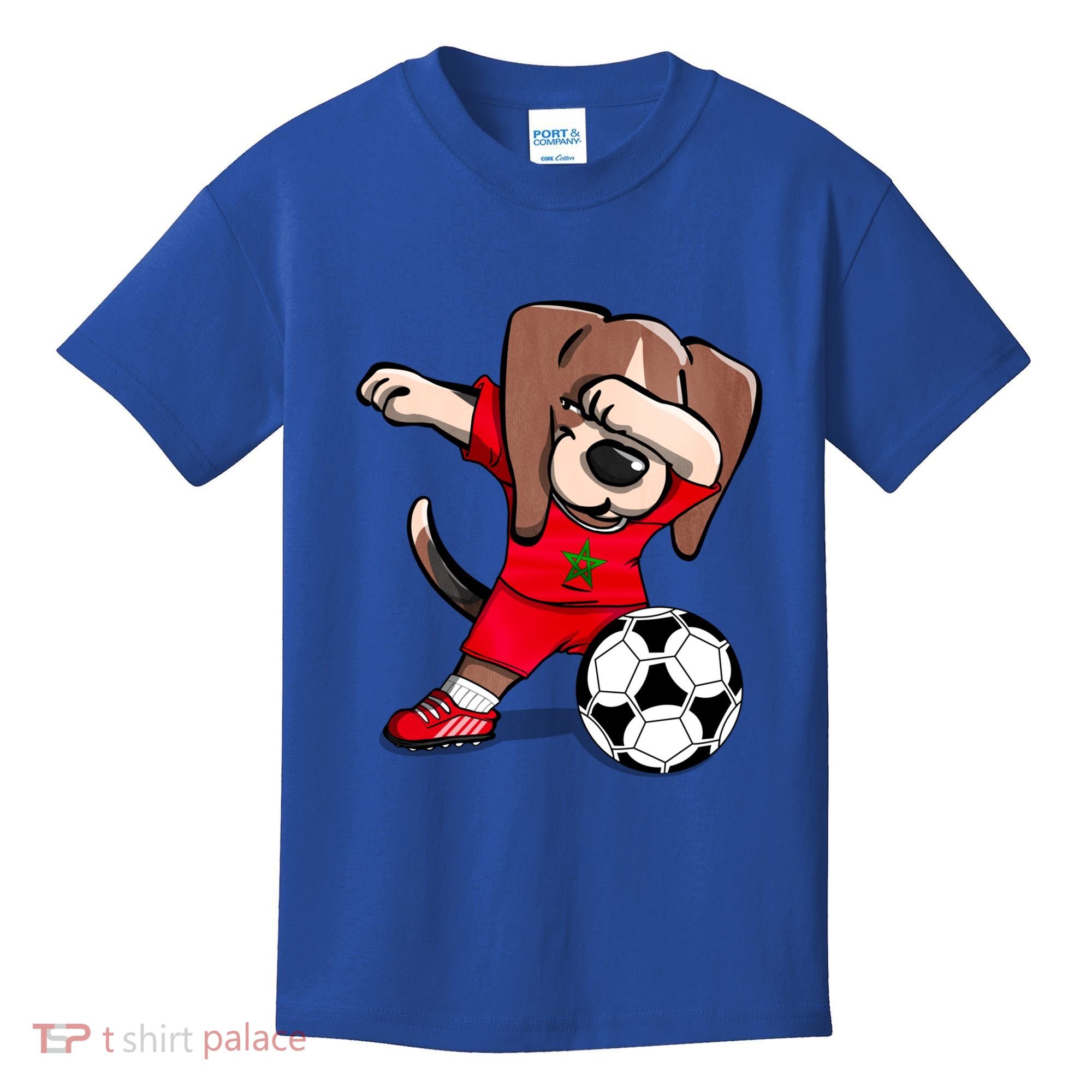 Dabbing Beagle Morocco Soccer Fans Jersey Moroccan Football Gift Kids T-Shirt