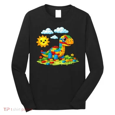 Dinosaur Brick Master Builder Block Building Builder Long Sleeve Shirt