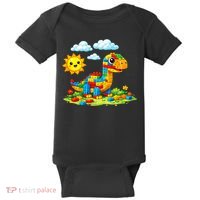 Dinosaur Brick Master Builder Block Building Builder Baby Bodysuit thumb 0