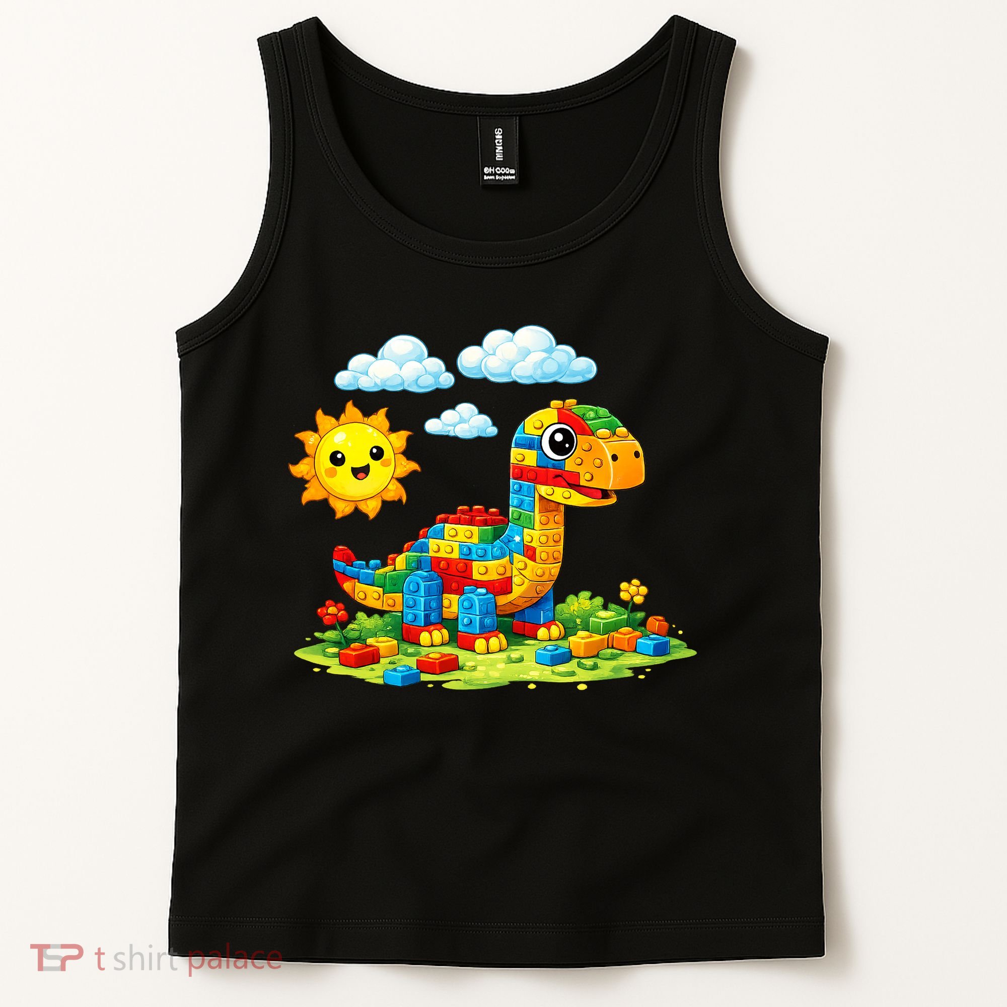 Dinosaur Brick Master Builder Block Building Builder Tank Top