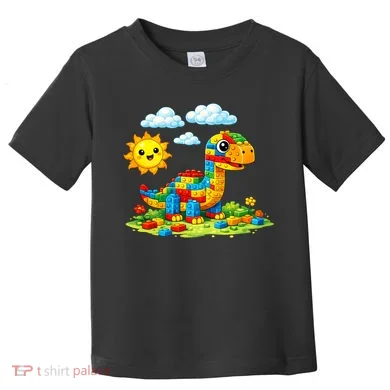 Dinosaur Brick Master Builder Block Building Builder Toddler T-Shirt