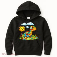 Dinosaur Brick Master Builder Block Building Builder Kids Hoodie thumb 0