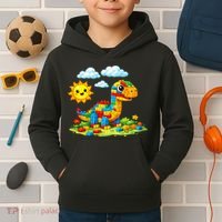 Dinosaur Brick Master Builder Block Building Builder Kids Hoodie thumb 2