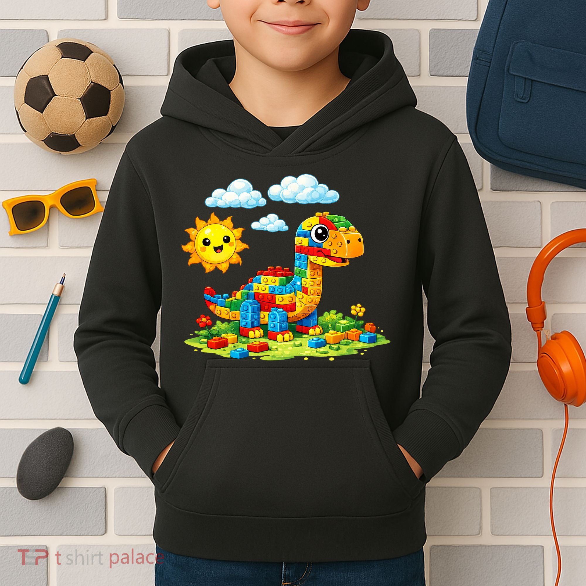 Dinosaur Brick Master Builder Block Building Builder Kids Hoodie