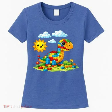 Dinosaur Brick Master Builder Block Building Builder Women's T-Shirt