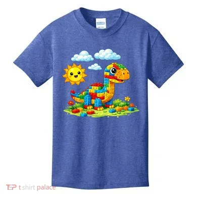 Dinosaur Brick Master Builder Block Building Builder Kids T-Shirt