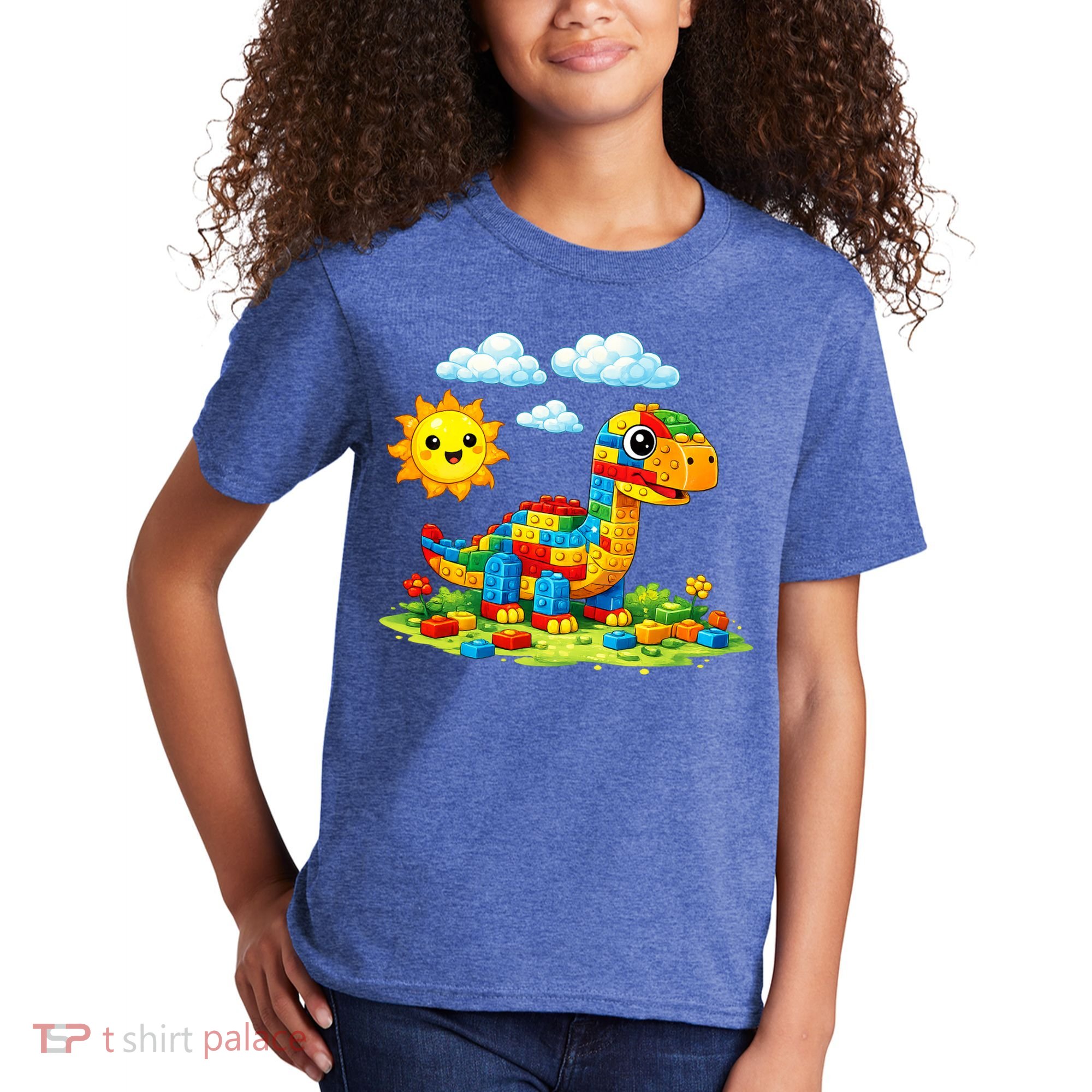 Dinosaur Brick Master Builder Block Building Builder Kids T-Shirt
