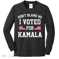 Dont Blame Me I Voted For Kamala Harris Distressed Kids Long Sleeve Shirt thumb 0