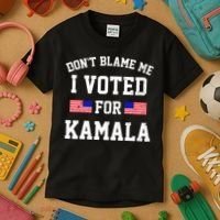 Dont Blame Me I Voted For Kamala Harris Distressed Kids T-Shirt thumb 3