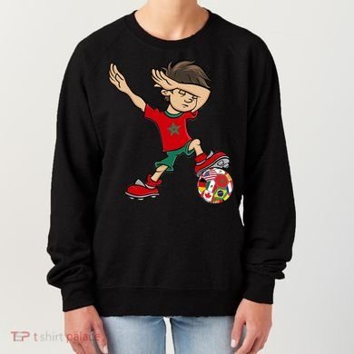 Dabbing Boy Morocco Soccer Jersey National Flag Women's Sweatshirt
