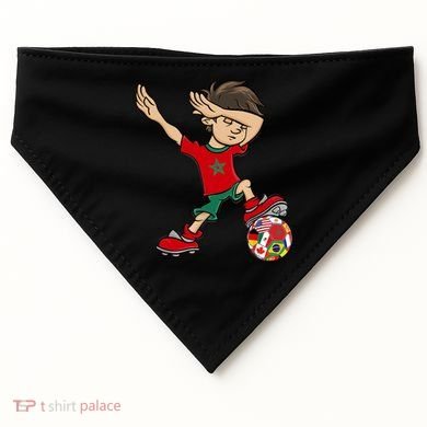 Dabbing Boy Morocco Soccer Jersey National Flag USA-Made Doggie Bandana
