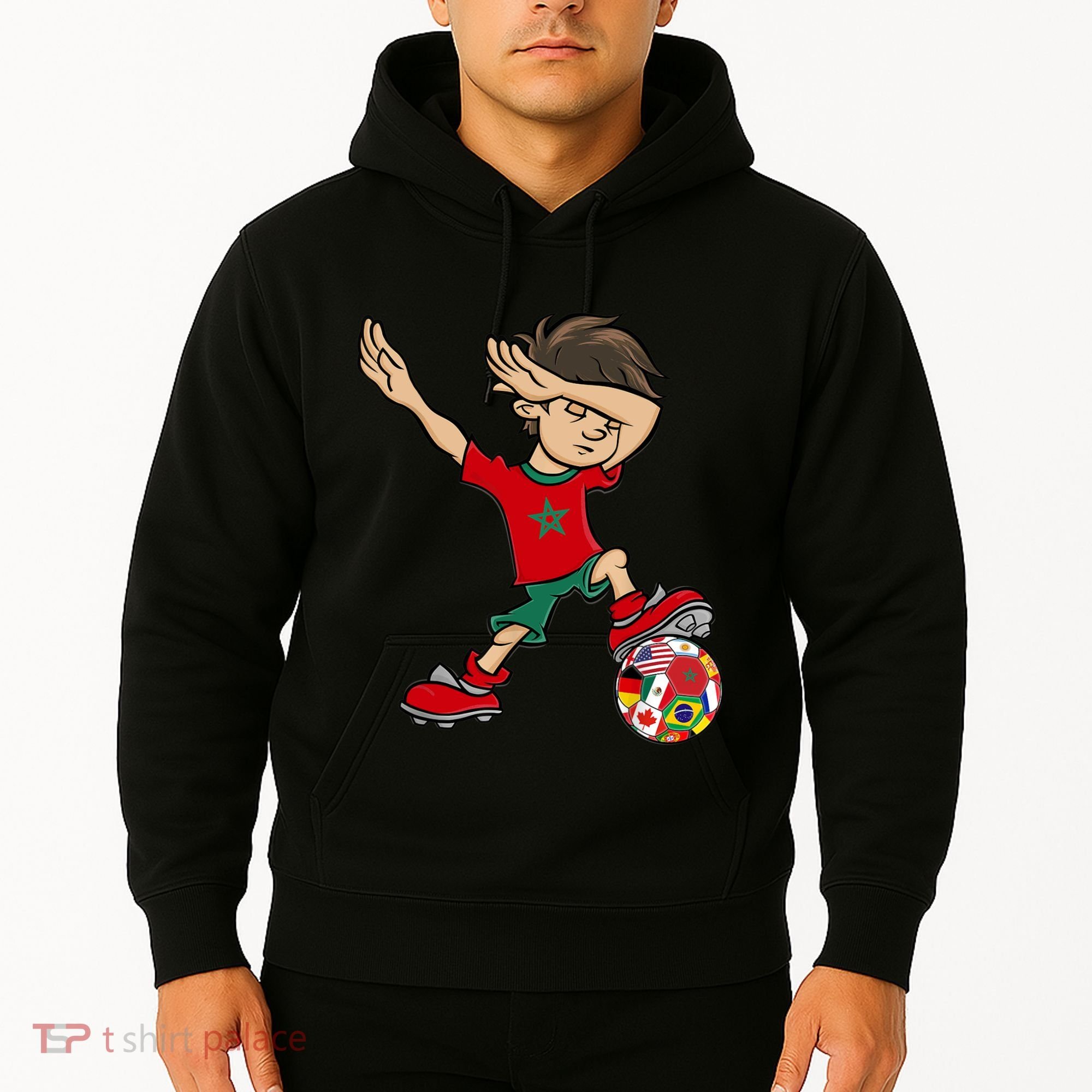 Dabbing Boy Morocco Soccer Jersey National Flag Hoodie