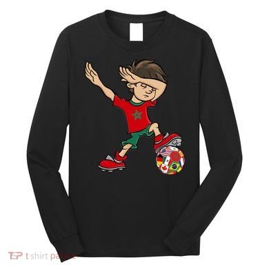 Dabbing Boy Morocco Soccer Jersey National Flag Long Sleeve Shirt
