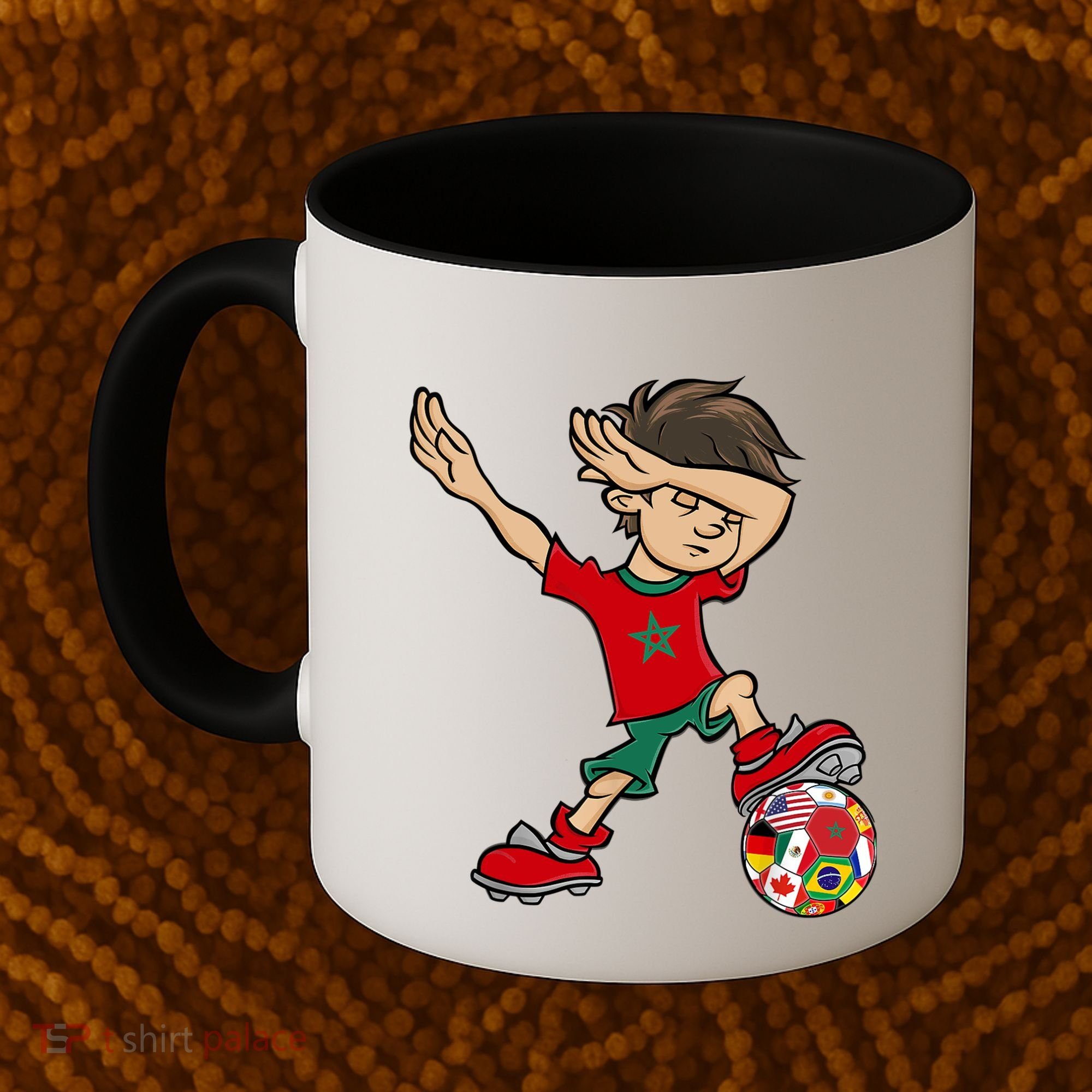 Dabbing Boy Morocco Soccer Jersey National Flag Coffee Mug