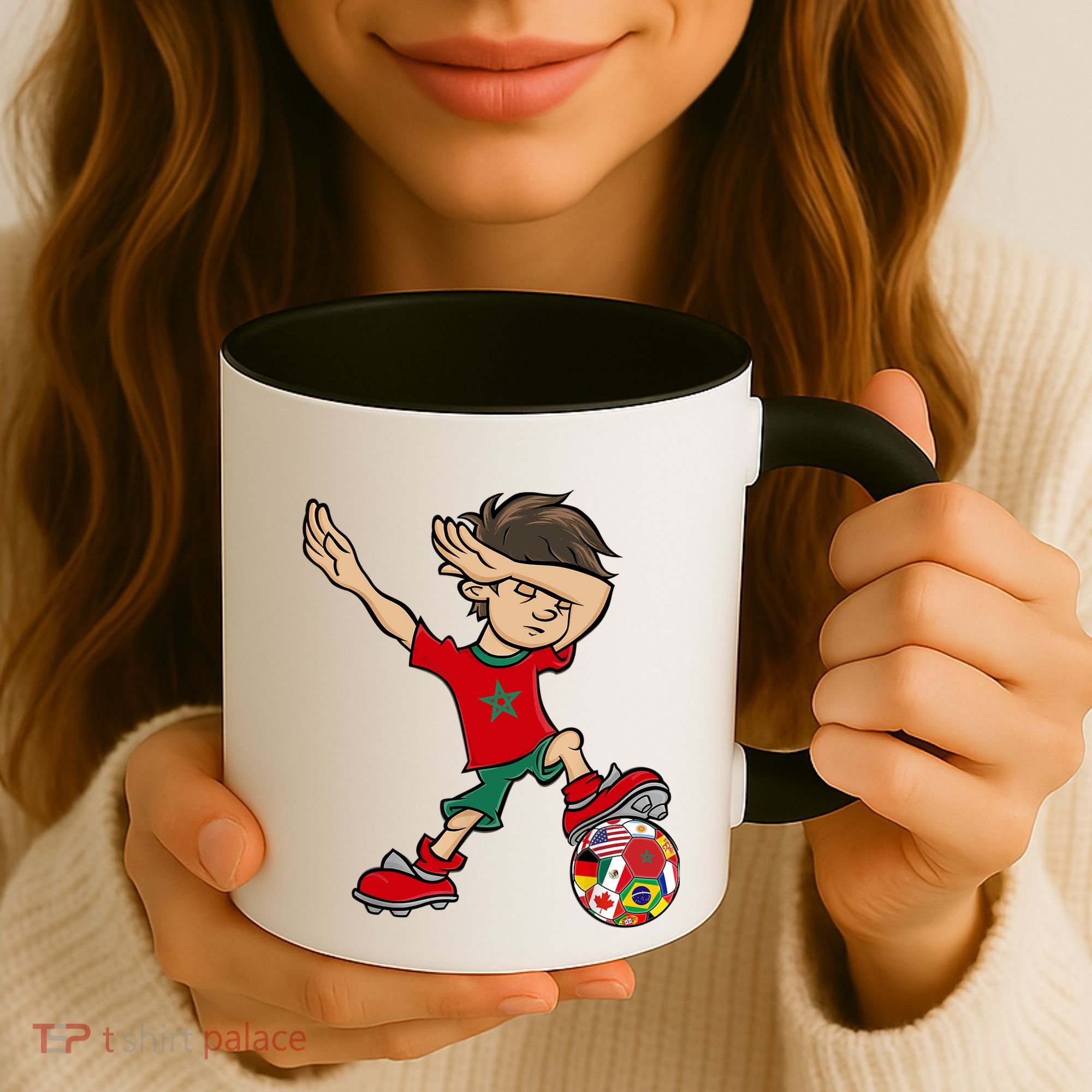 Dabbing Boy Morocco Soccer Jersey National Flag Coffee Mug