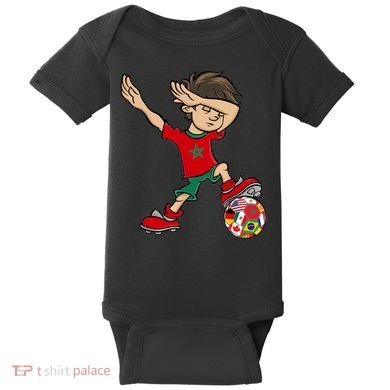 Dabbing Boy Morocco Soccer Jersey National Flag Baby Bodysuit