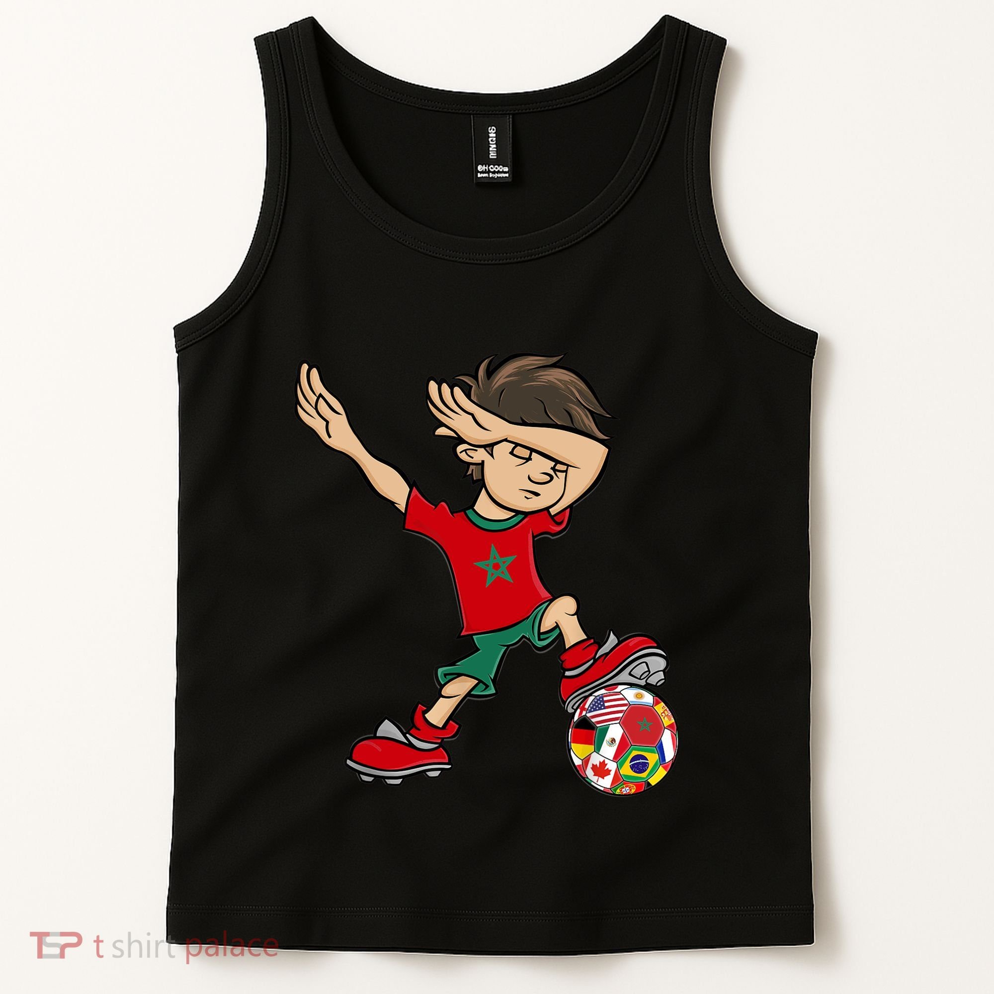Dabbing Boy Morocco Soccer Jersey National Flag Tank Top