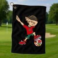 Dabbing Boy Morocco Soccer Jersey National Flag Golf Towel thumb 1