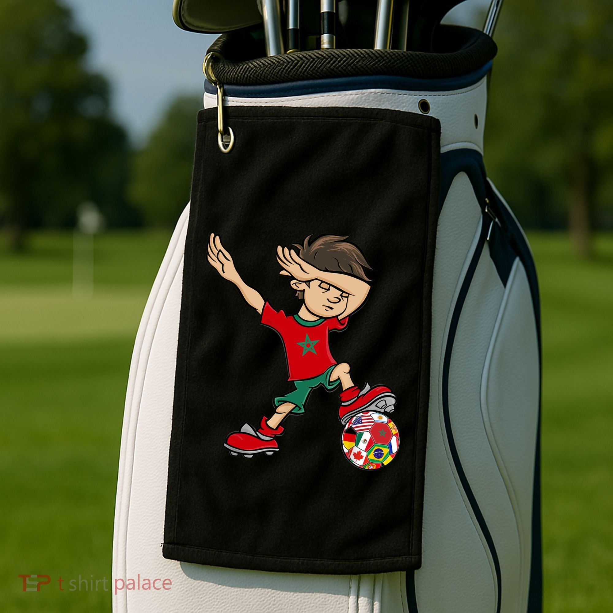 Dabbing Boy Morocco Soccer Jersey National Flag Golf Towel