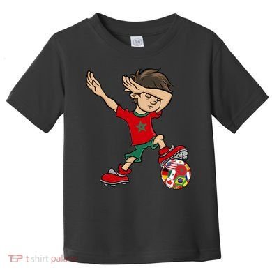 Dabbing Boy Morocco Soccer Jersey National Flag Toddler T-Shirt