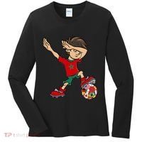 Dabbing Boy Morocco Soccer Jersey National Flag Women's Long Sleeve Shirt thumb 0