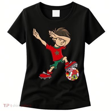 Dabbing Boy Morocco Soccer Jersey National Flag Women's T-Shirt