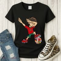 Dabbing Boy Morocco Soccer Jersey National Flag Women's T-Shirt thumb 3
