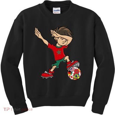 Dabbing Boy Morocco Soccer Jersey National Flag Kids Sweatshirt