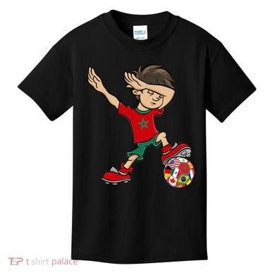 Dabbing Boy Morocco Soccer Jersey National Flag Kids T-Shirt