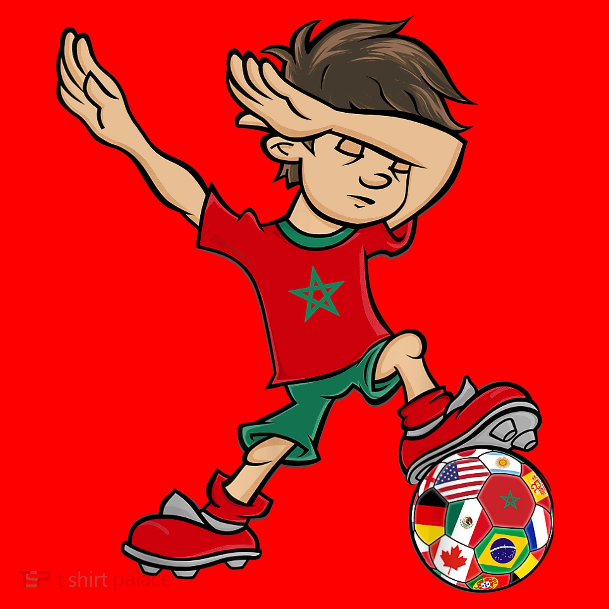 Dabbing Boy Morocco Soccer Jersey National Flag Santa Hat