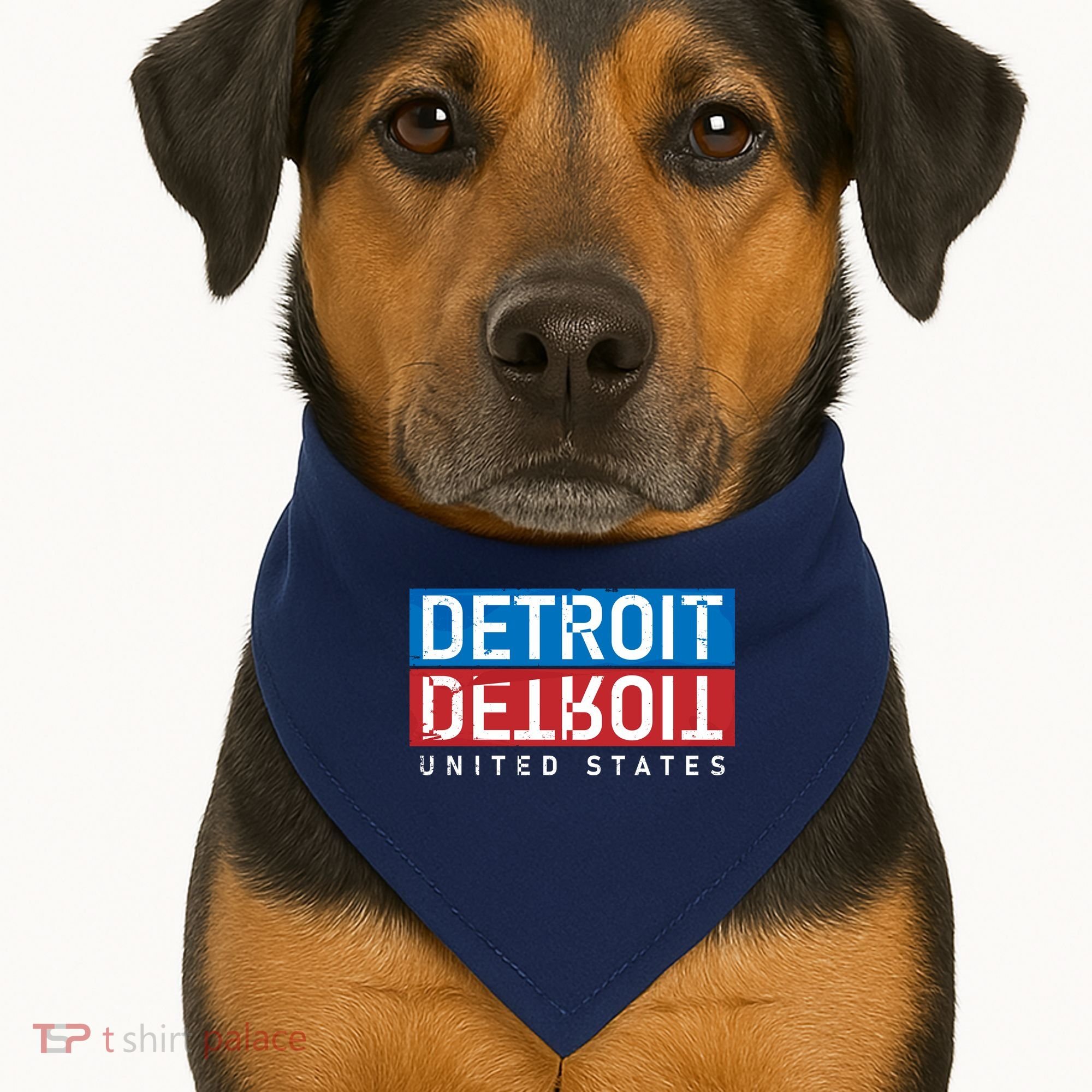 Detroit Block Mirrored Logo USA-Made Doggie Bandana