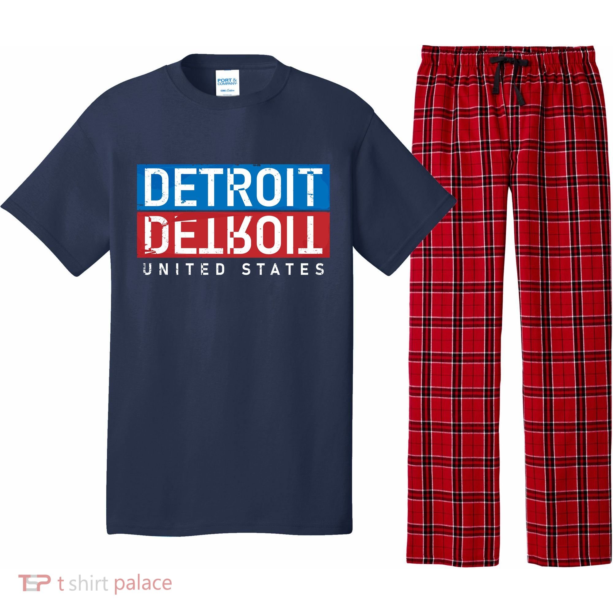 Detroit Block Mirrored Logo Pajama Set