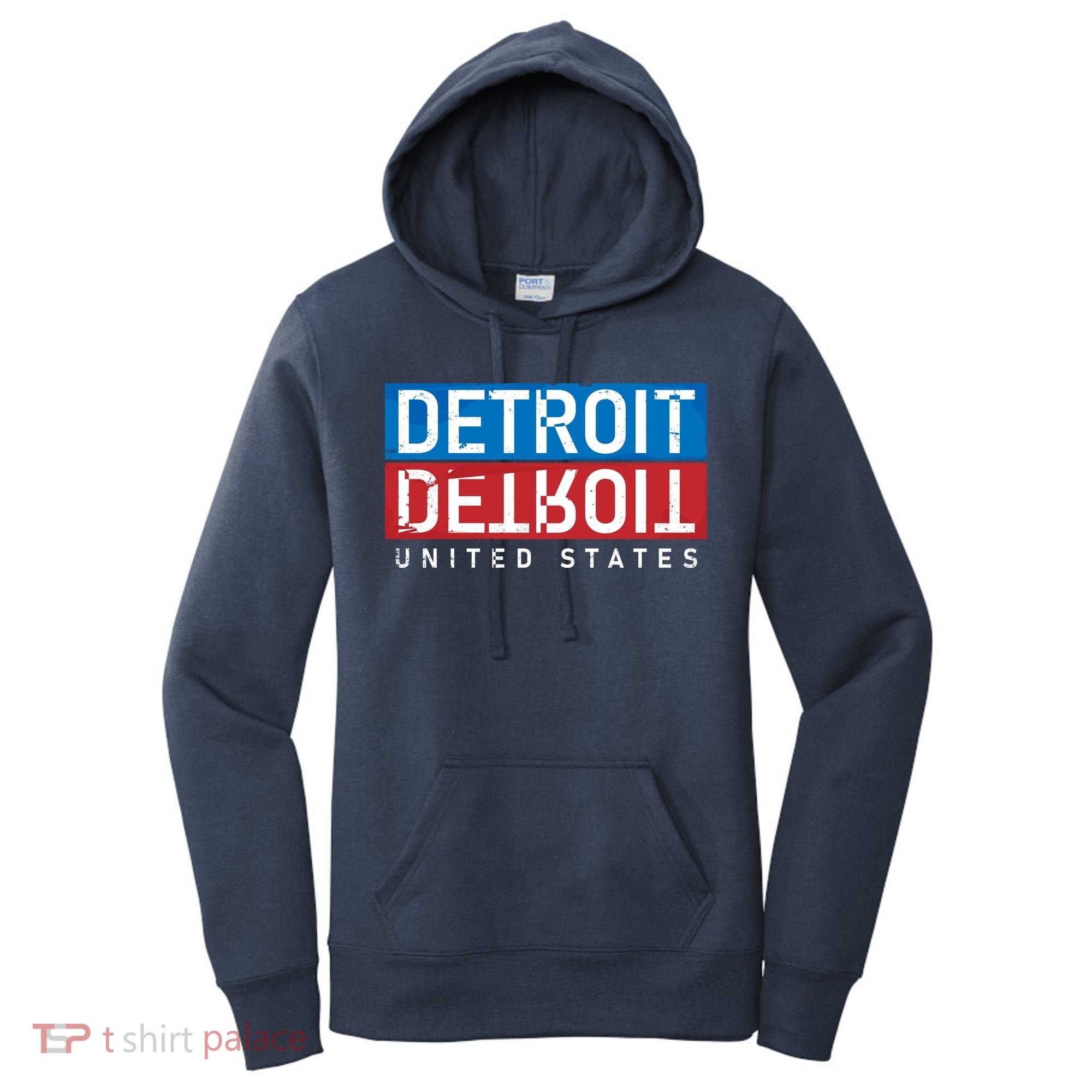 Detroit Block Mirrored Logo Women's Hoodie