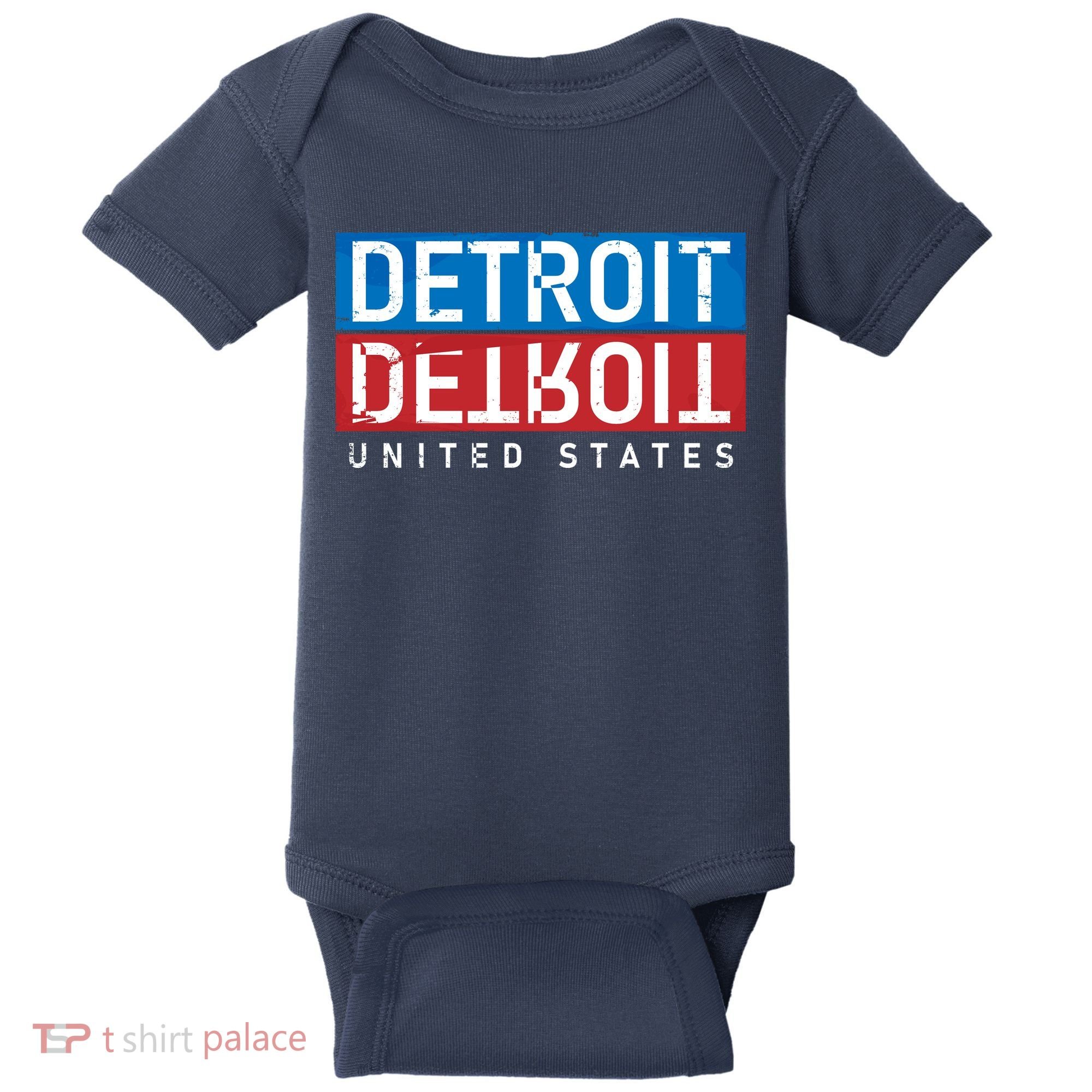 Detroit Block Mirrored Logo Baby Bodysuit