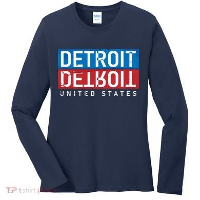 Detroit Block Mirrored Logo Women's Long Sleeve Shirt