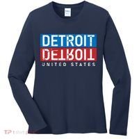 Detroit Block Mirrored Logo Women's Long Sleeve Shirt thumb 0