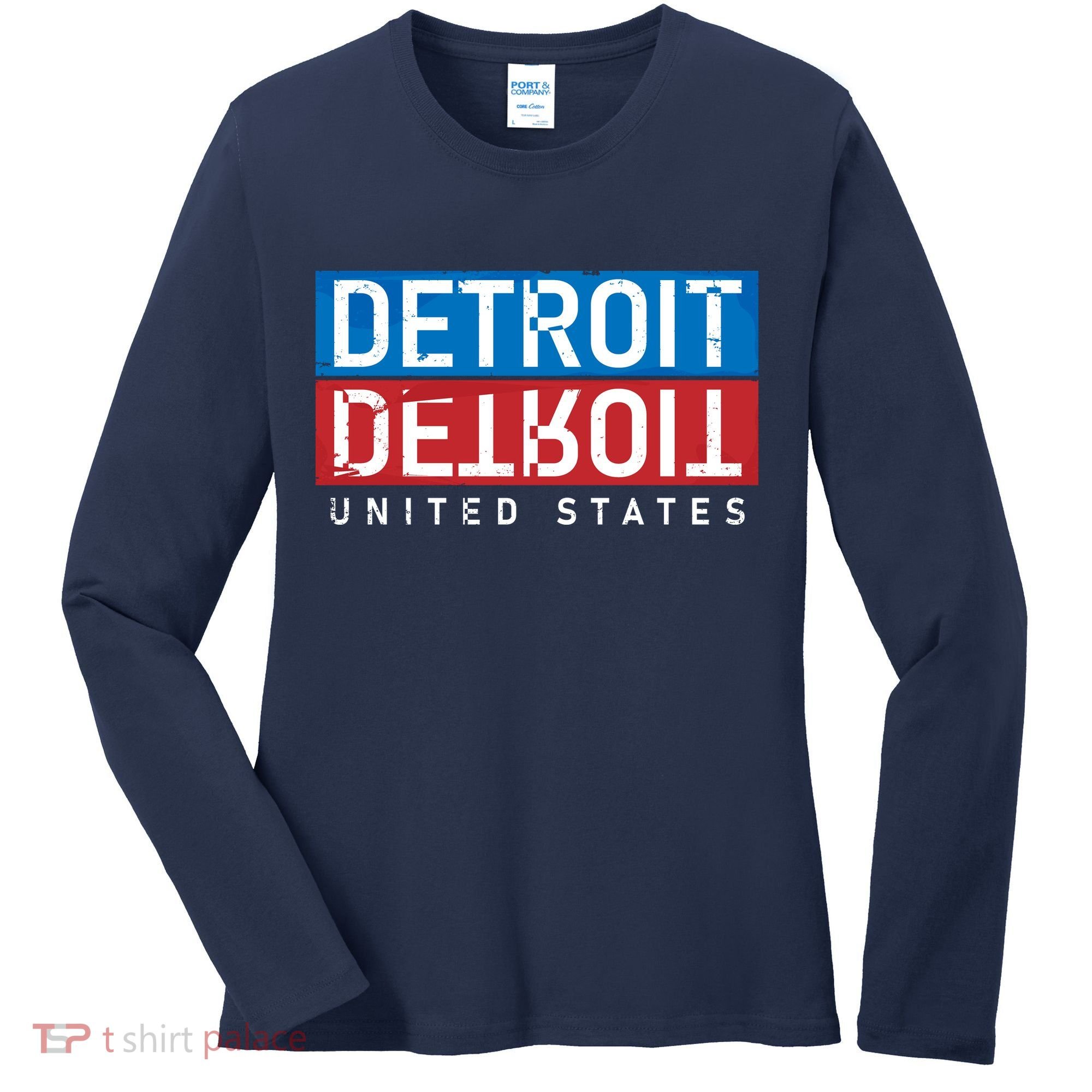 Detroit Block Mirrored Logo Women's Long Sleeve Shirt