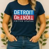 Detroit Block Mirrored Logo Women's T-Shirt thumb 2