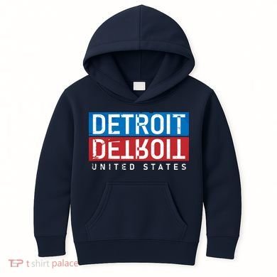 Detroit Block Mirrored Logo Kids Hoodie