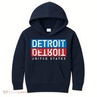 Detroit Block Mirrored Logo Kids Hoodie thumb 0