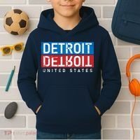 Detroit Block Mirrored Logo Kids Hoodie thumb 2