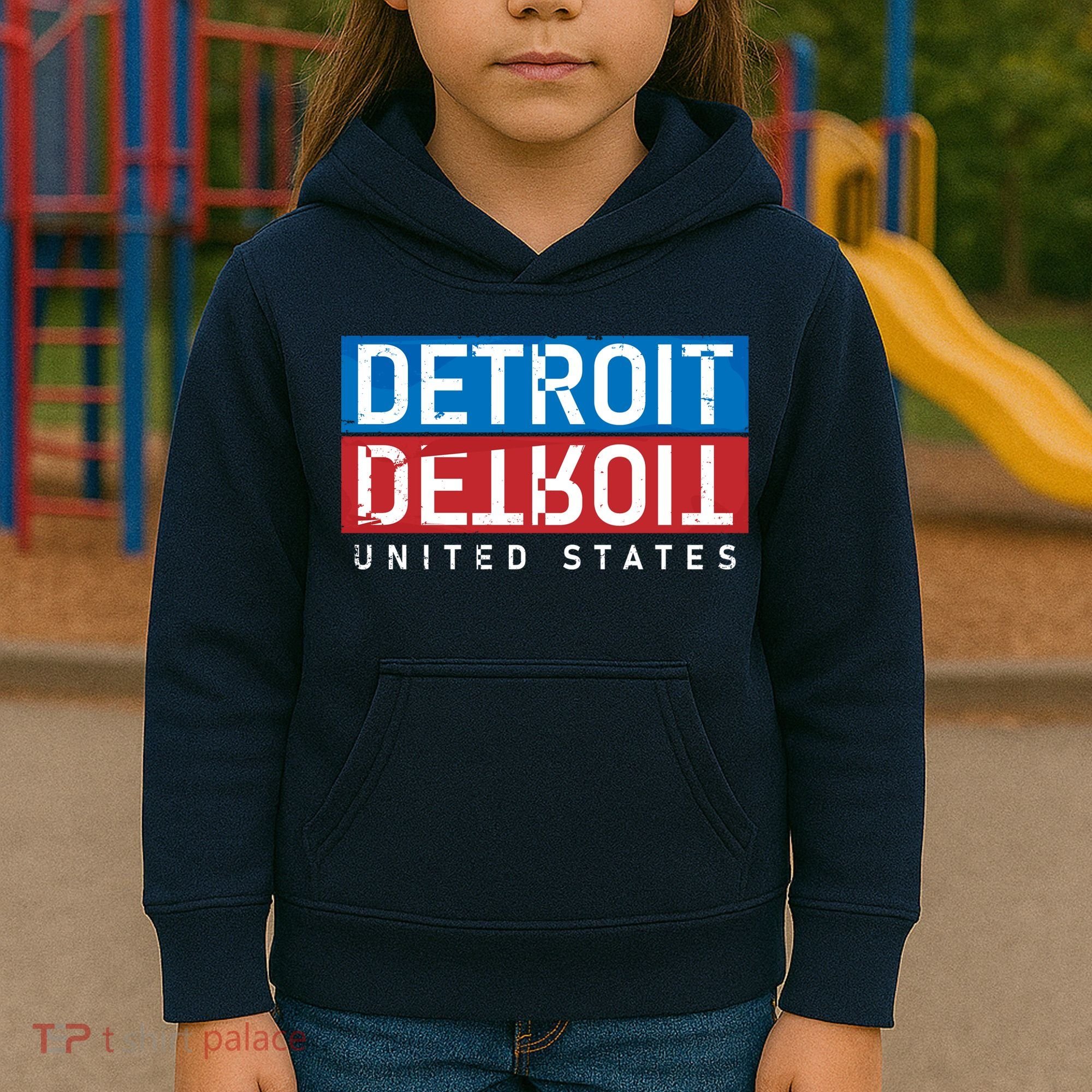 Detroit Block Mirrored Logo Kids Hoodie